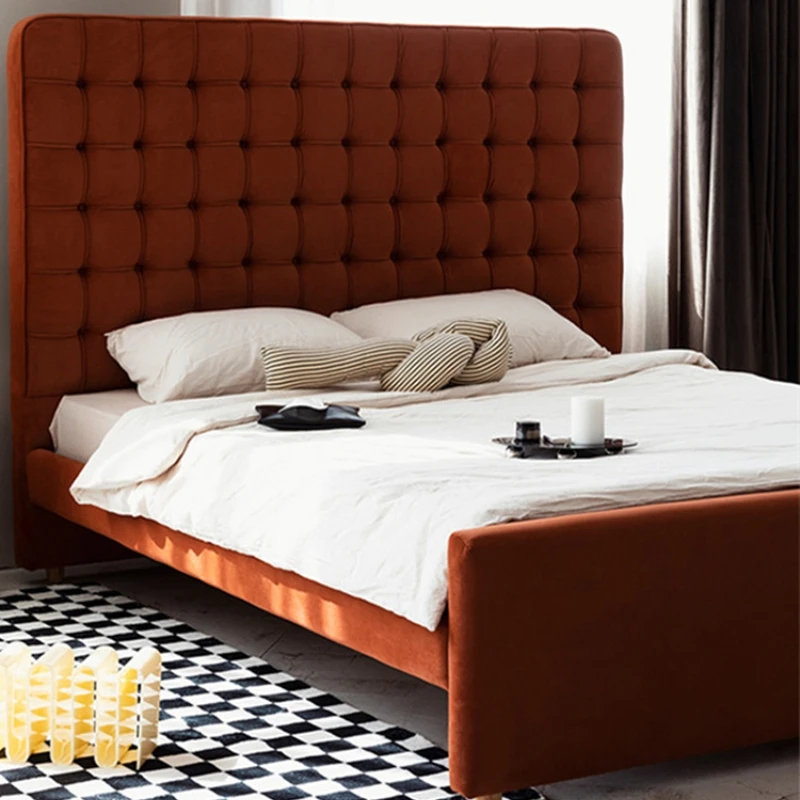 

Princess Bed Modern Minimalist Pull Buckle Soft Pack Nordic Faux Leather Master room Double