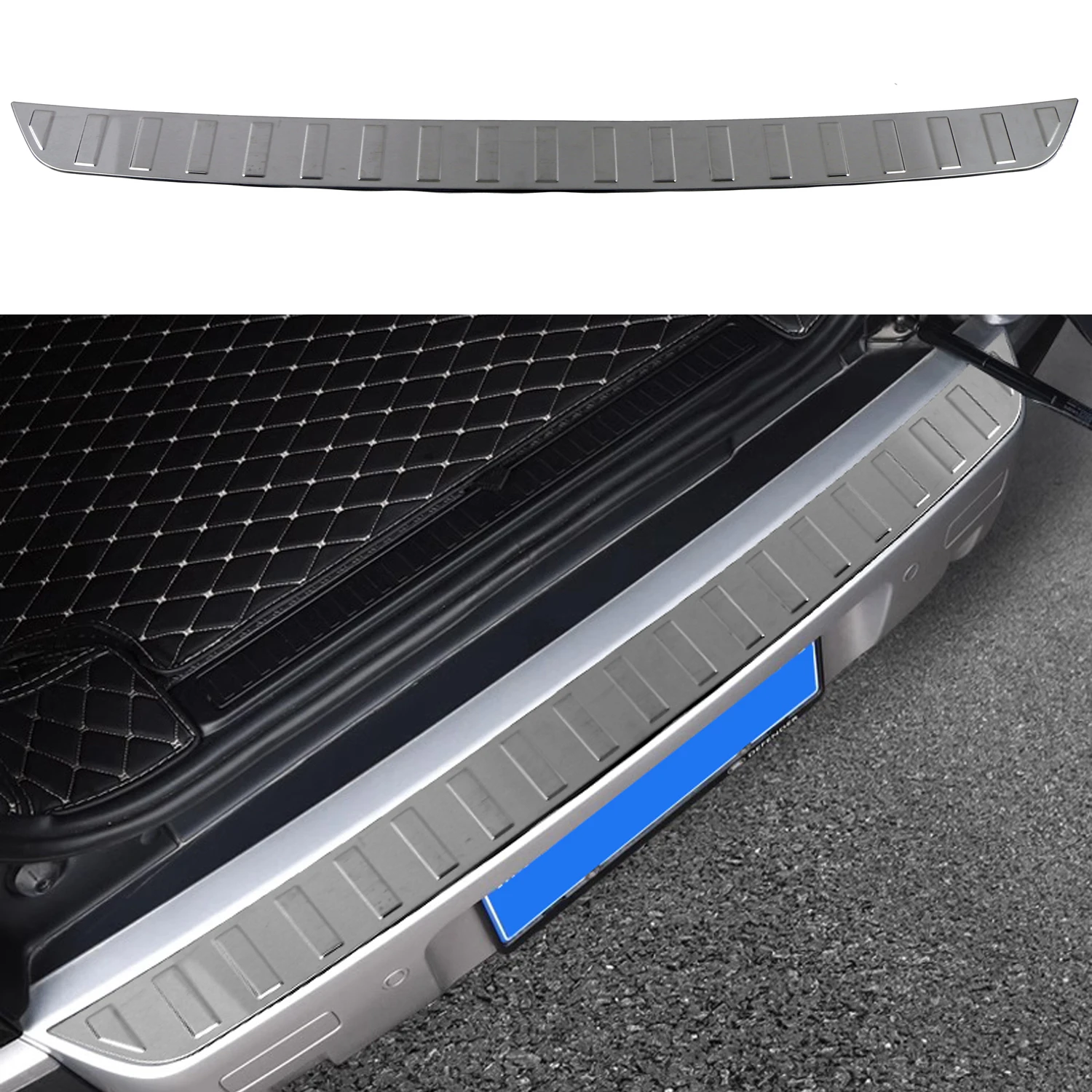 

For Land Rover Defender 90 110 130 2020-2023 Car Accessories Steel Outer Rear Bumper Protect Sill Trunk Plate Cover Trim 1PCS