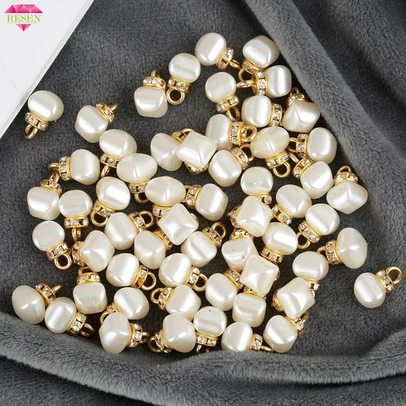8mm Sewing Ivory Pearl Beads Arc-Shaped Crystal Rhinestone Pearl Applique Decor Pendant Bead Garment Jewelry Accessories stone beads imitation pearl beads clothing accessories