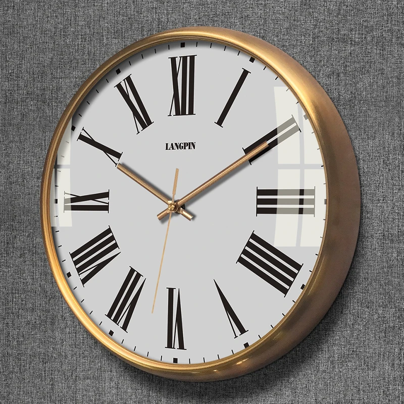 Large Wall Clock Vintage Solid Wood Retro Silent Color:A;Sheet Size:15 INCHES (38CM)
