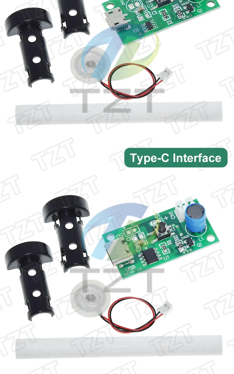 TZT 1/3/5PCS USB Mini Luftbefeuchter DIY Kits Nebel Maker und Treiber Platine Fogger Zerstäubung film Zerstäuber Blatt Mini – Detail 8