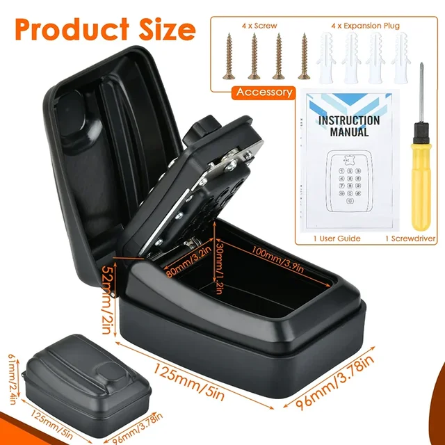 Password Combination Key Lock Box Storage Key Wall Mounted Outdoor Waterproof 12 Digit Security Key Safe Secret Organizer Box 6