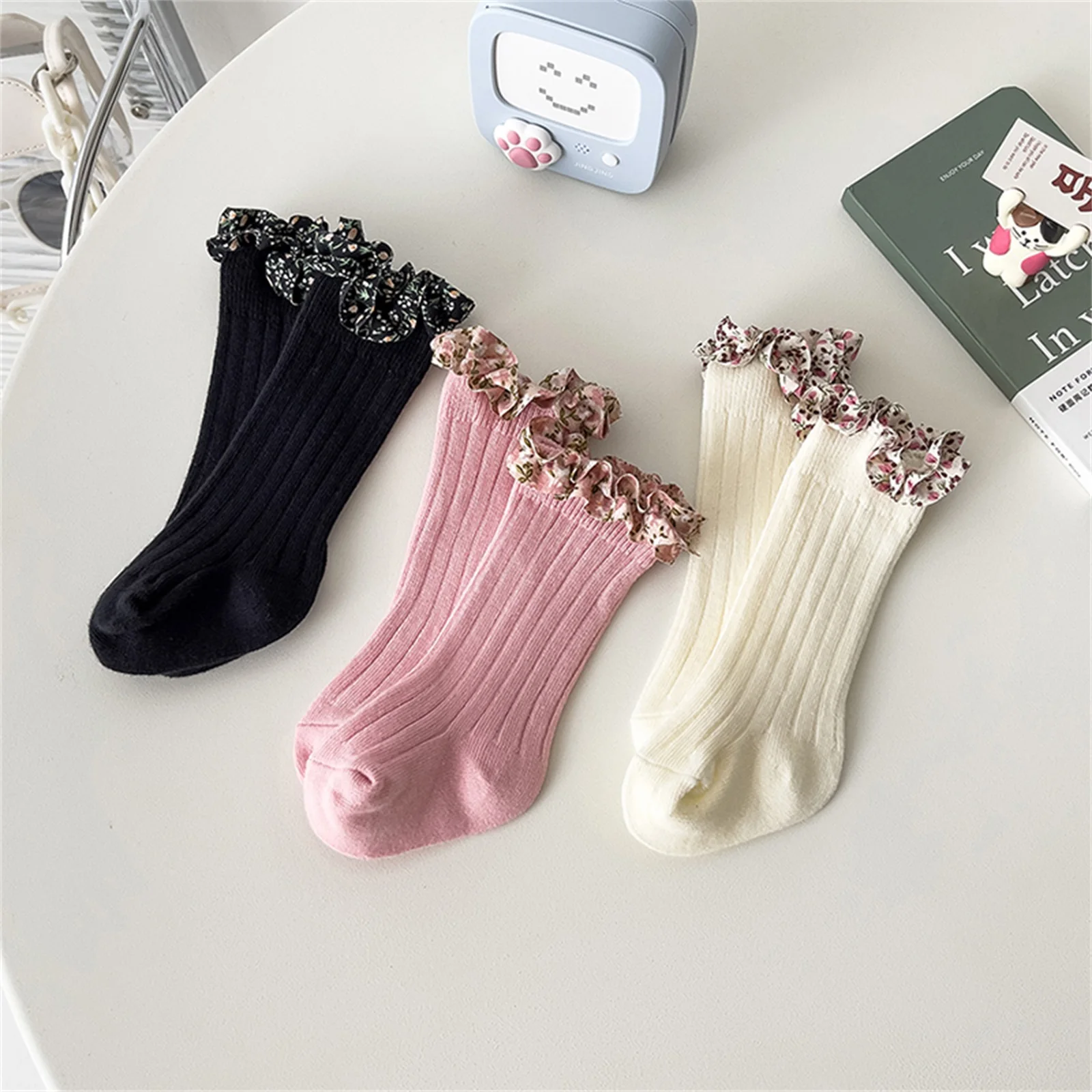 

New Lovely Baby Girls Socks Princess Toddlers Girls Lace Solid Cotton Pit Bar Ribbed Anti Slips Floor Socks Infant Socks