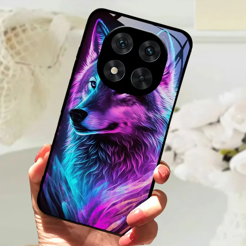 Cute Animal Tempered Glass Phone Case with Shockproof Bumper