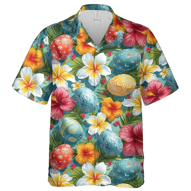 Happy Easter Day Graphic Beach Shirts Harajuku Fashion Festival Gifts Short Sleeve Cartoon Rabbit Egg Blouses Kawaii Eggs Tops 5