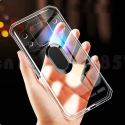 Rugged Protective TPU Silicone Phone Case with Back Ring Holder for Cubot KingKong X (Clear Tpu A Black)