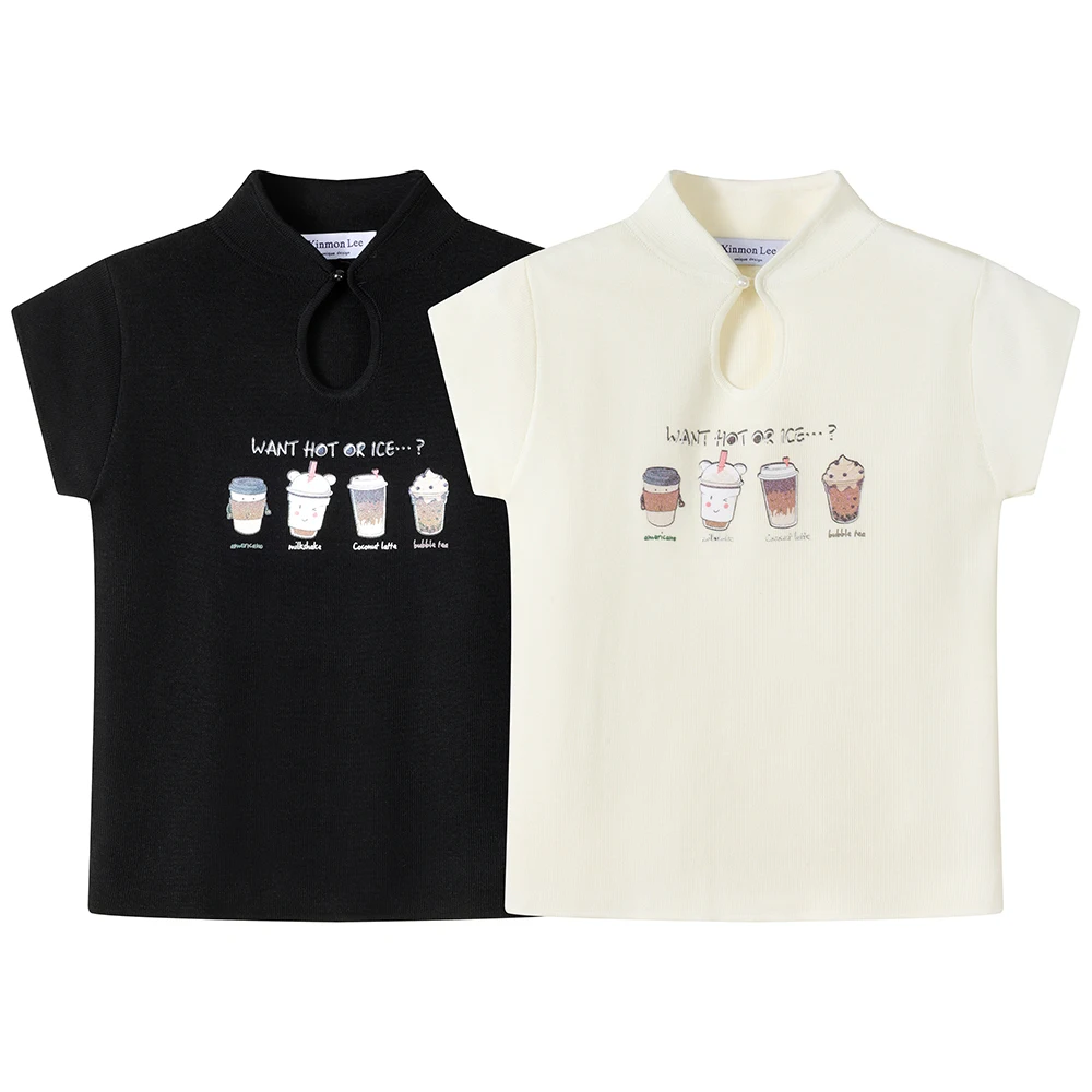 

New Women T-shirt Summer High Quality Retro Half High Neck Short-sleeve Top Ladies Clothes