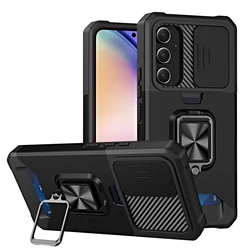 Shockproof Magnetic Holder Case with Card Slot Cover - SAM A15 4G5G (Black)