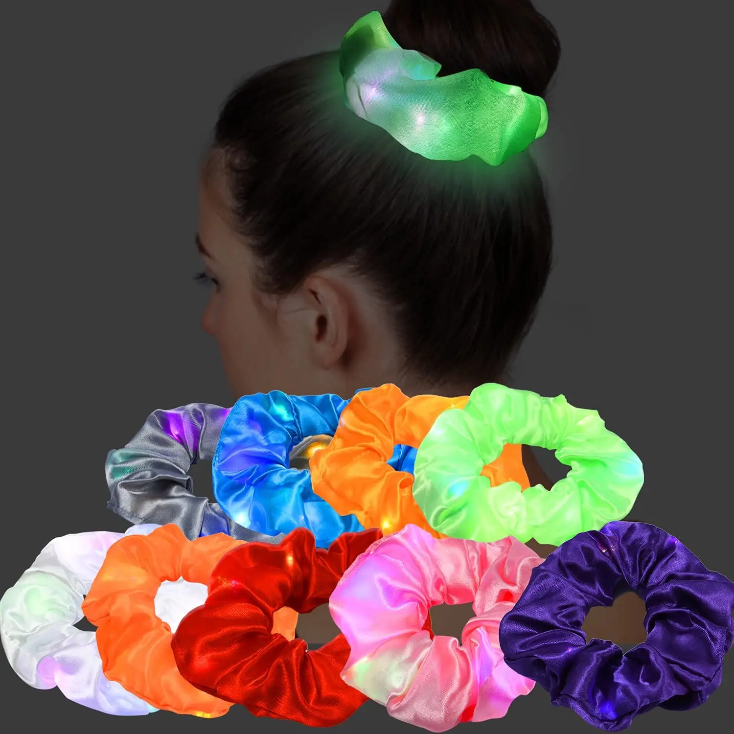 

LED Shiny Scrunchie Night Disco Dancing Hair Tie for Women Elastic Hair Bands Rope Party Christmas Bar Light Hair Accessories