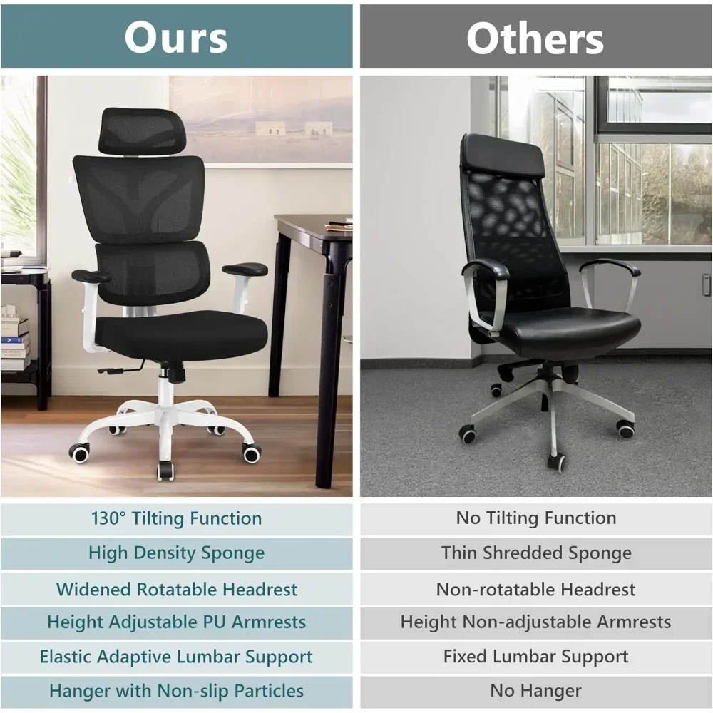 Winrise Office Chair Desk Chair, Ergonomic Mesh Computer Chair Home Office Desk Chairs, Swivel Task Chair Mid Back Breathable Rolling Chair with Adjus