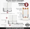 Double Pull Out Trash Can for Full Height Kitchen Cabinets 50 Quart 12.5 Gallon with Soft-Close Slides, Metallic Silver 4