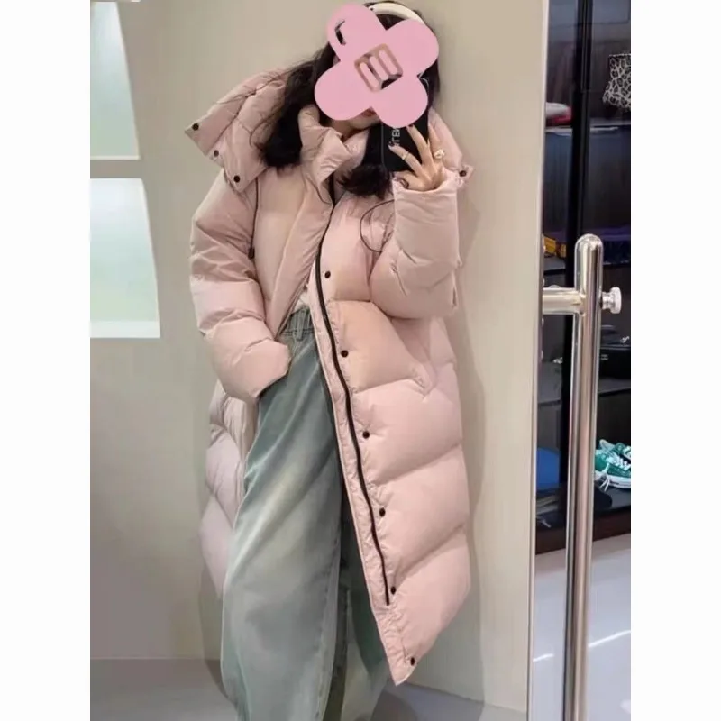 

Winter New Long Hooded Down Coat Women Casual Thick Puffer Fashion Women's Jacket Warm Outwear Soild Color Female Coats Q442