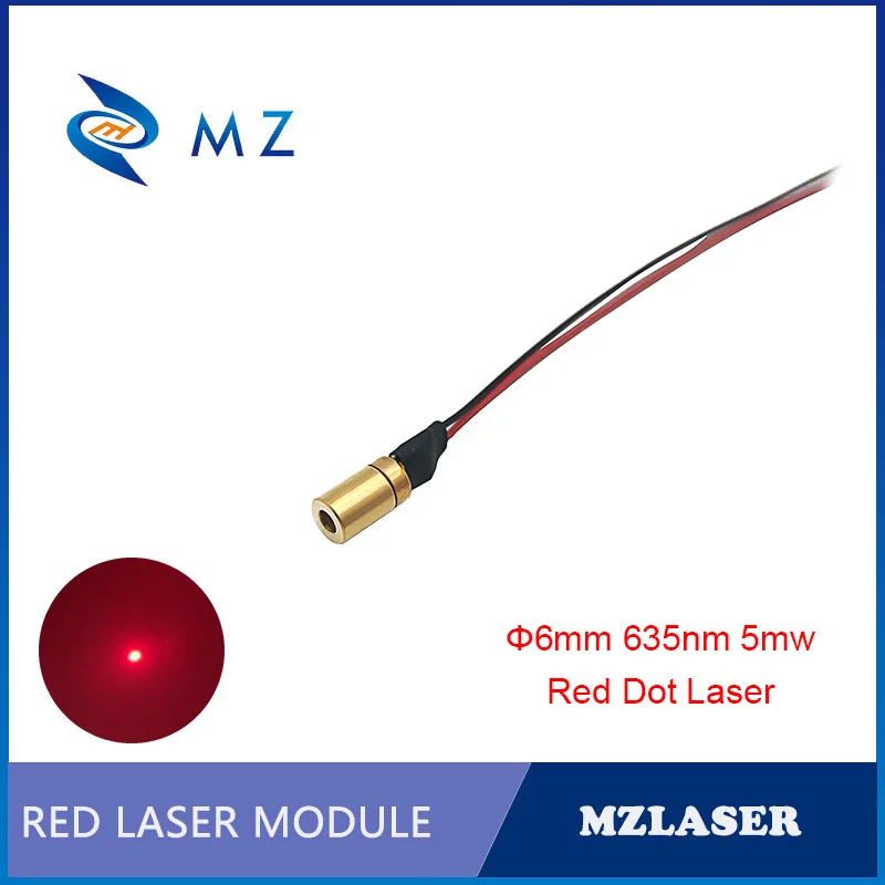 Small Size Low Power Laser Module 6mm 635nm 5mw Red Dot Industrial Grade APC Drive Brass Shell