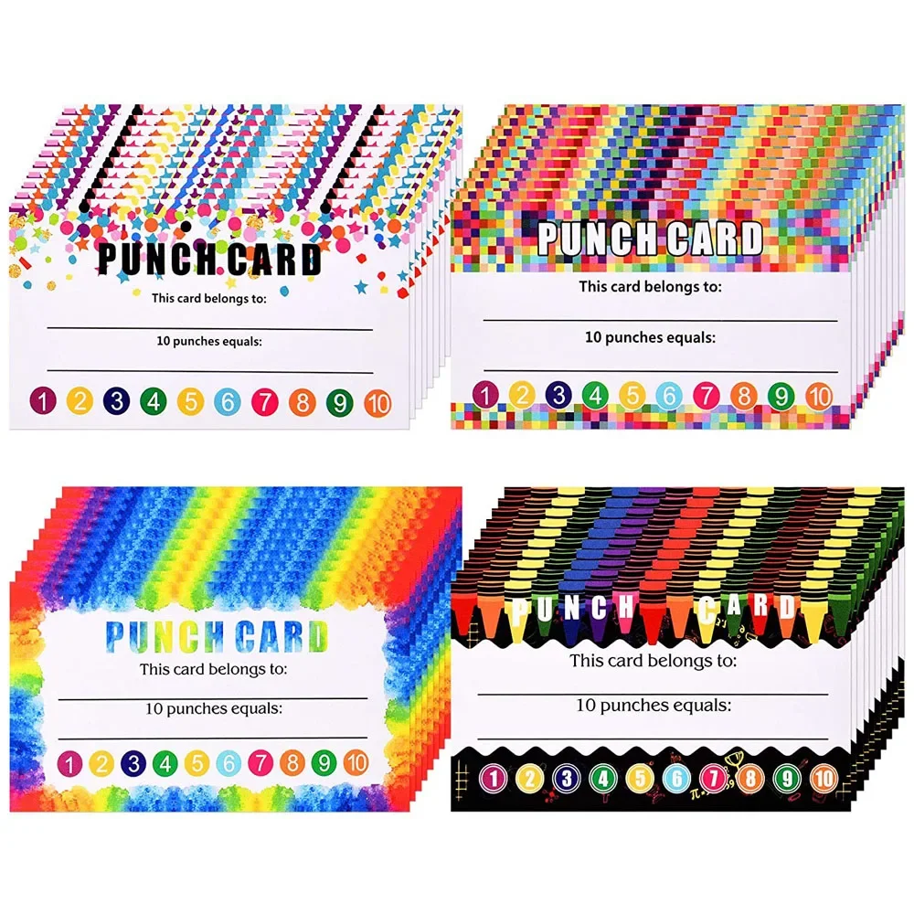 

10-50pcs Punch Cards Incentive Loyalty Reward Card Student Awards Cards for Business Classroom Kids Behavior Students Teachers