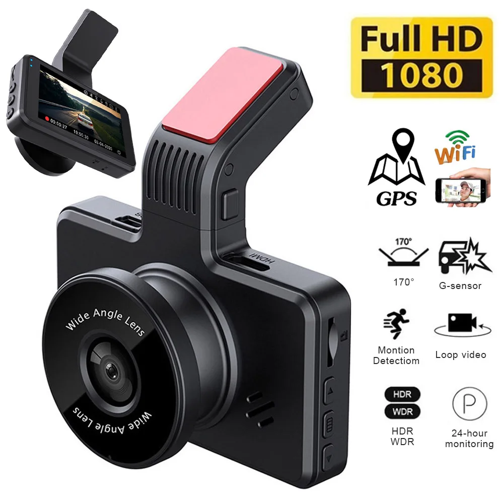

Car DVR WiFi GPS 1080P Full HD Dual Cams Rear View Dashcam Driving Video Recorder Night Vision Auto Parking Monitor Black Box
