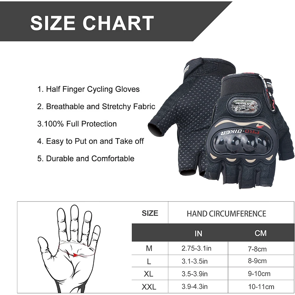 PRO-BIKER ������� �尩 Ridding Half Finger Touring ��� ������ �Ÿ� ��ȣ ��� �޽� �к긯 �尩