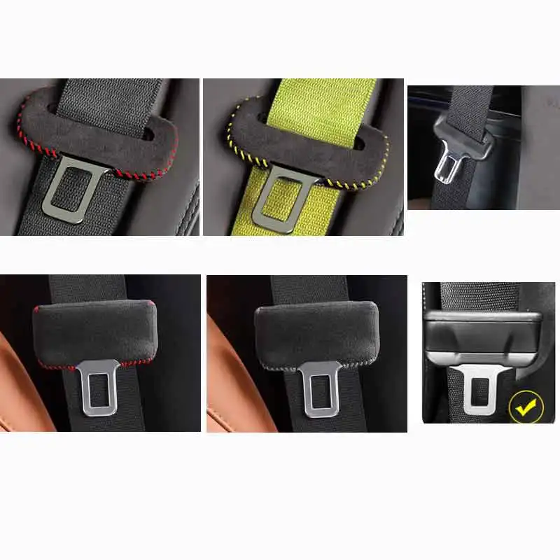 Seat Belt Protection Seat Belt Covers Seat Belt Protector Car Seat Belt Accessory Universal Car Seat Belt Buckle Clip Protector leather Interior Button Case Anti-Scratch Cover Safety Accessories