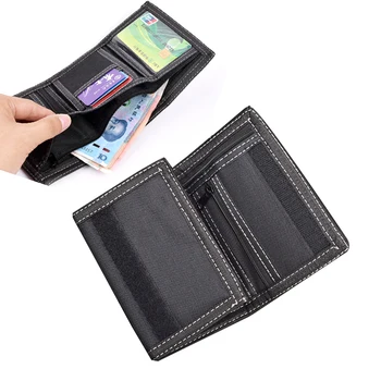 Portafoglio da Uomo Corto a 3 Pieghe per Studenti e Giovani, alla Moda, con Scomparti Multipli, Borsa Porta Soldi in Tessuto Oxford Resistente, di Tendenza