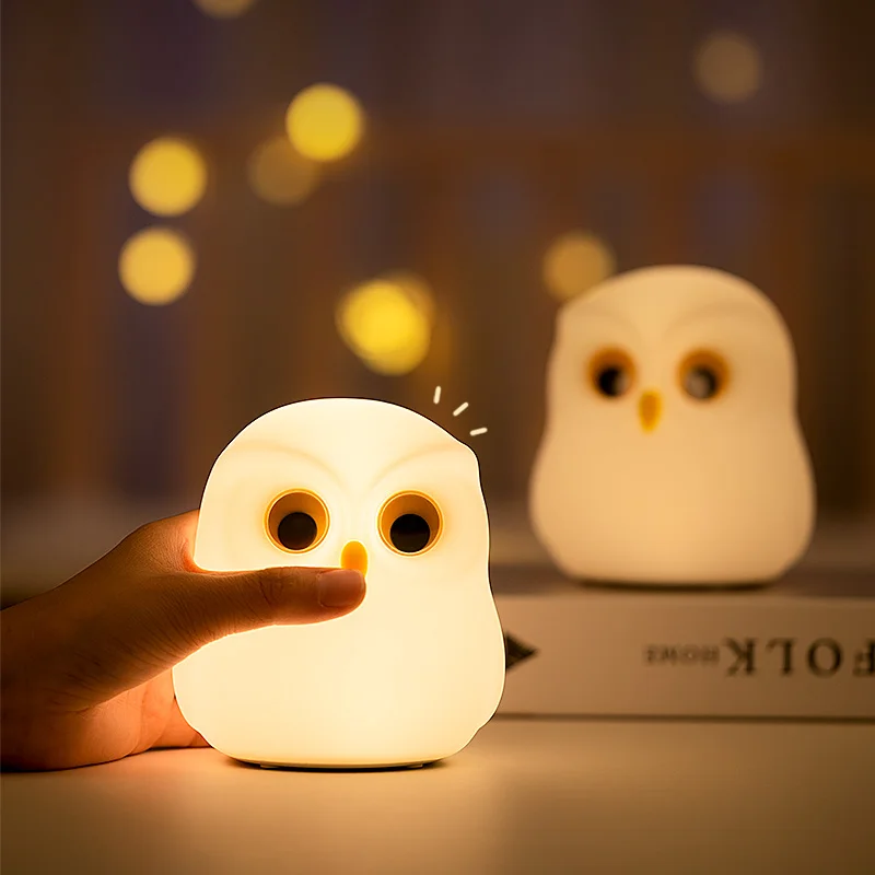 Adorable Silicone Owl Night Light - Rechargeable RGB Ambient Lamp for Room Decor and Children's Gifts