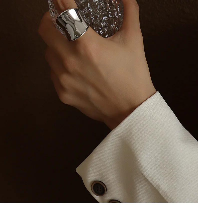 Erweiterter Damenring Edelstahlring Ins Persönlichkeit Radian Ring Titan Stahl Modeschmuck – Detail 6