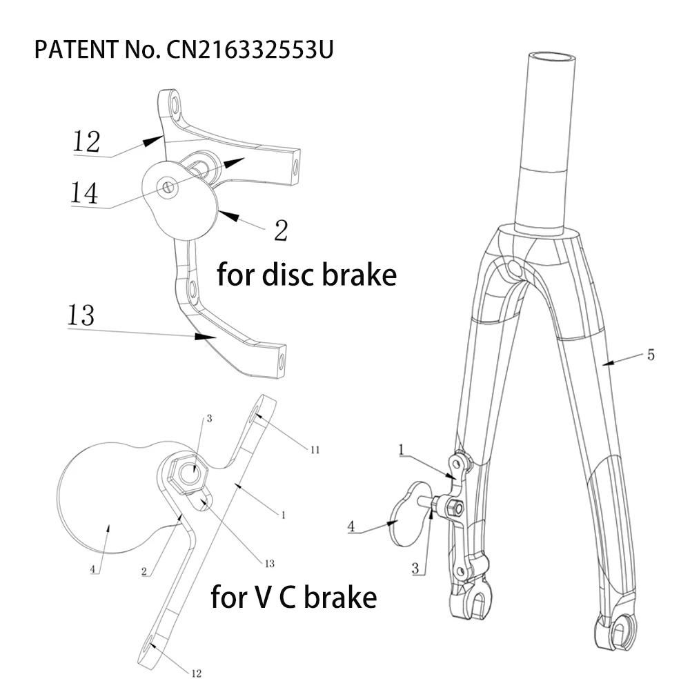 SILVEROCK MINI-N8 Carbongabel 20 Zoll 406 22 Zoll 451 V Bremse 74 mm Bremssattel mit Magnethalterung für TERN Verge N8 Falträder – Detail 9