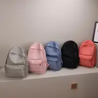 Women Nylon Backpack Preppy Style School Students Solid Color Large Handbags 1