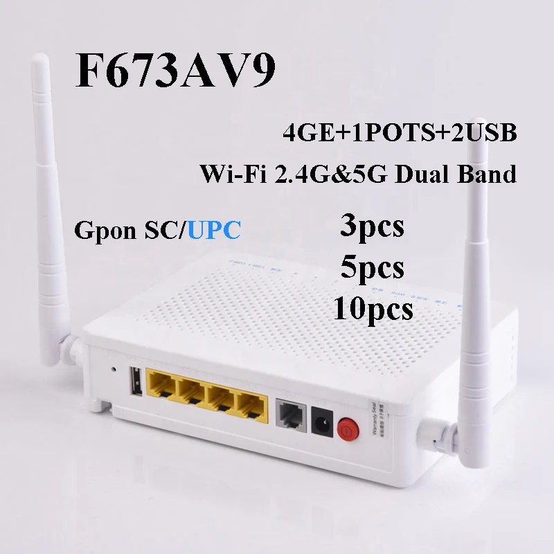 

100% Brand New F673AV9 Gpon SC/UPC 4 GE 1 TEL 2 USB 2.4G & 5G Dual Band Wi-Fi Optic Fiber ONU FTTH ONT AC Model F673a Wholesale