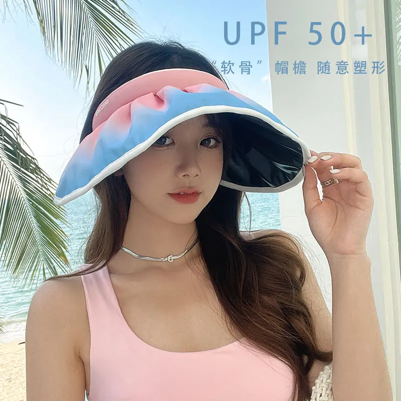 Women's New Black Glue Sunscreen Cap Adult Large Top Shell Glacier Cap Breathable UV Protection Sunshade Hat