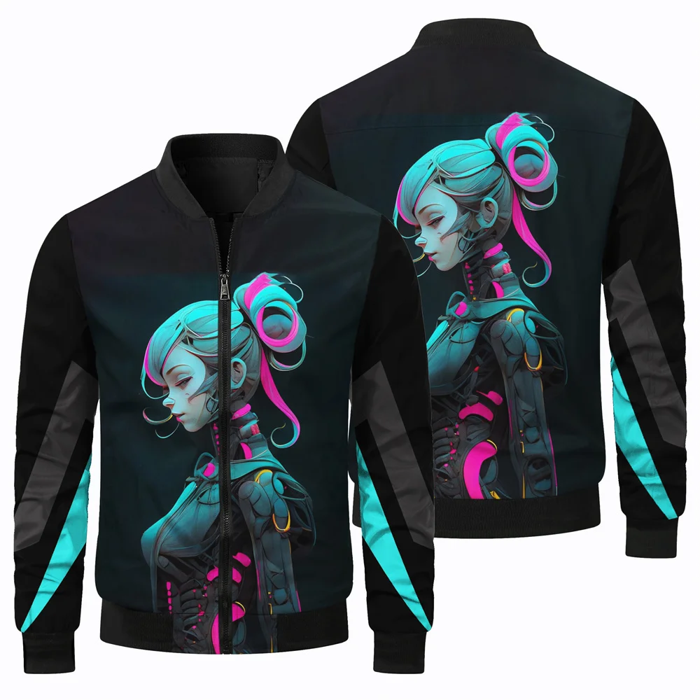 Chaqueta de invierno para hombre, ropa de abrigo, estampado de personajes de terror en 3D, chaqueta para hombre, cortavientos, chaqueta para deportes al aire libre, chaqueta para montar en motocicleta