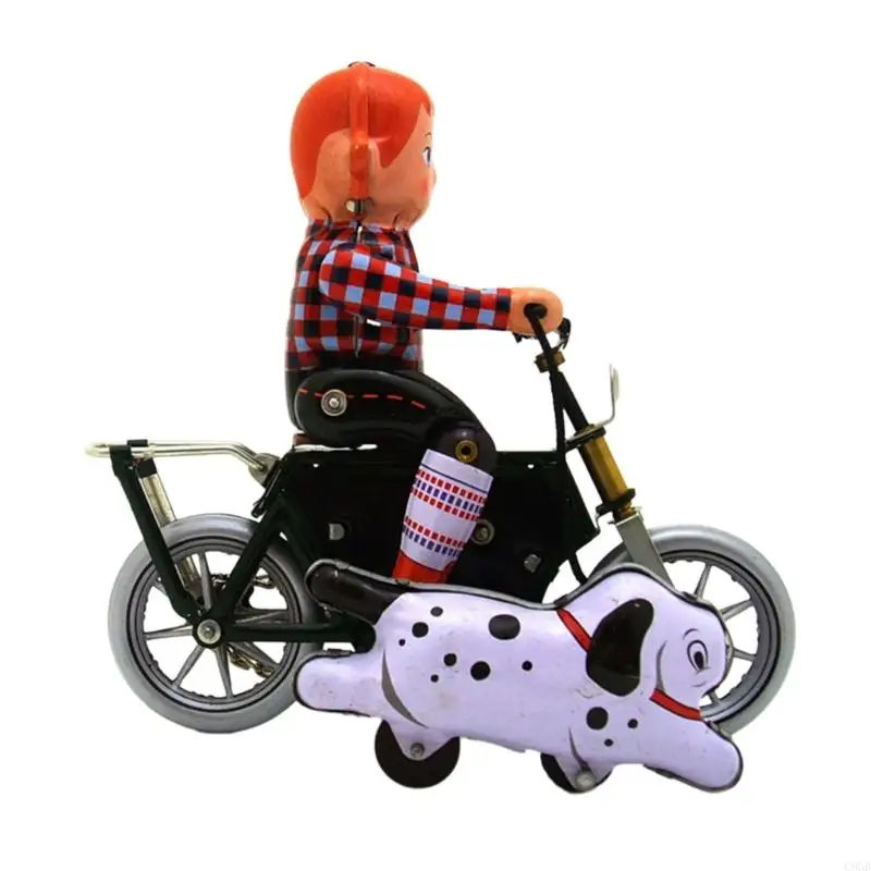 Boy Motorcycle Tin Toy with Perfect for Vintage Toy Collectors Home Bar Club Display Decoration