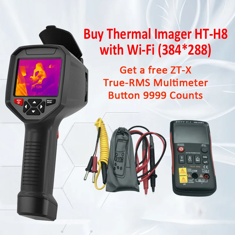 Hti HT-H8 와이파이 적외선 열화상 카메라, USB 휴대용 온도 자동 추적, 충전식 3.5 TFT, 사냥용