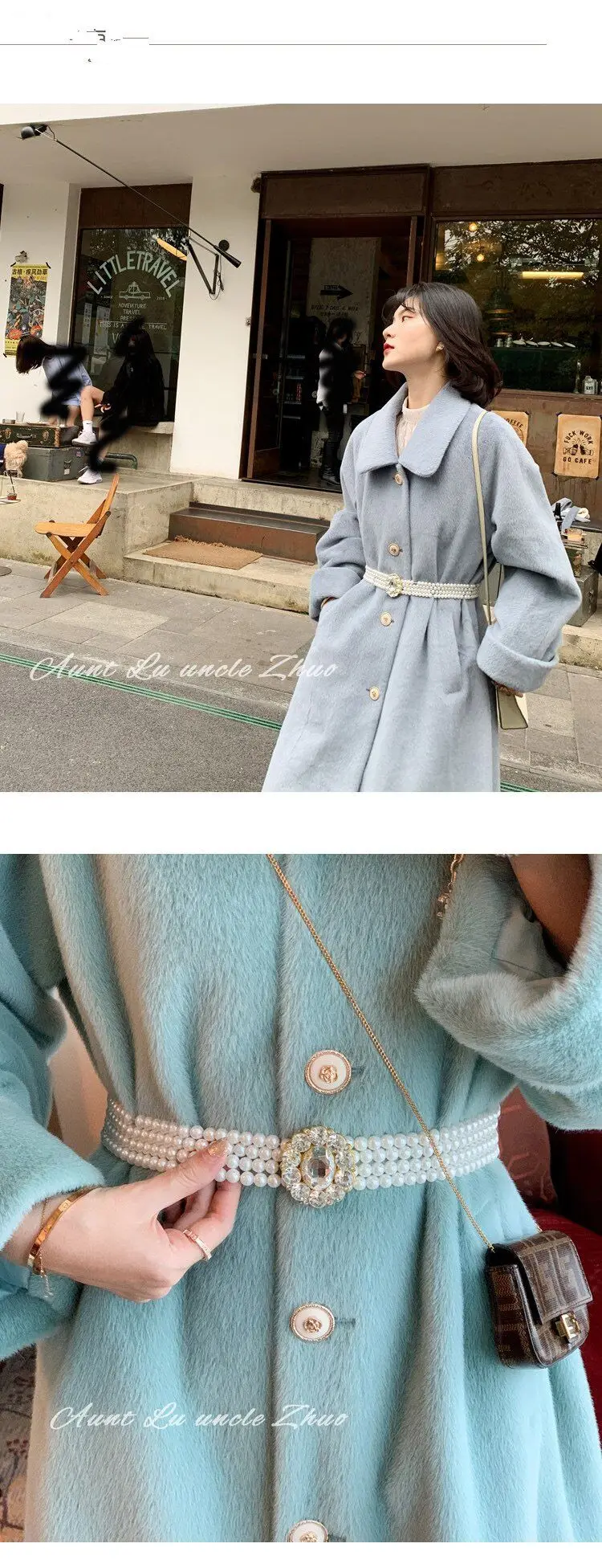 Neue koreanische Version Perle Taille Kette Damen Gürtel Mode Kleid mit dekorativen Strass elastischen Perlen elastischen Bund_voghion.com