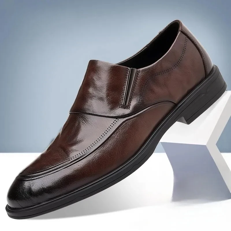 

Men's Wedding Shoe Fashion Leather Footwear Elegant Male Flat Golden Sapling Business Shoes for Men Formal Loafers Dress Oxfords