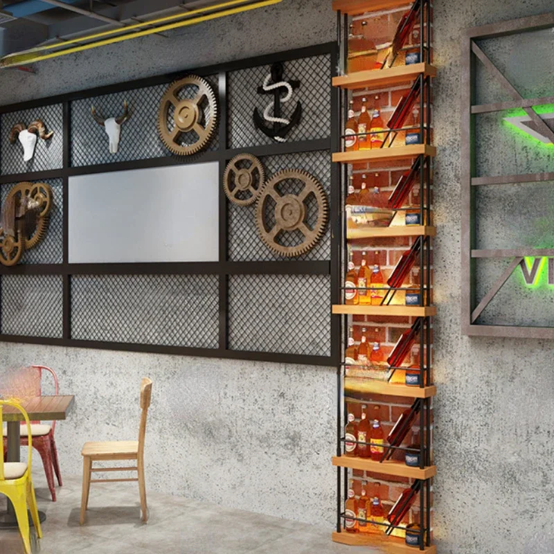 Partition Creative Bar Cabinet Iron Art Wall Mounted Fashion Modern Wine Rack Shelving Mueble Bar Nightclub Furniture