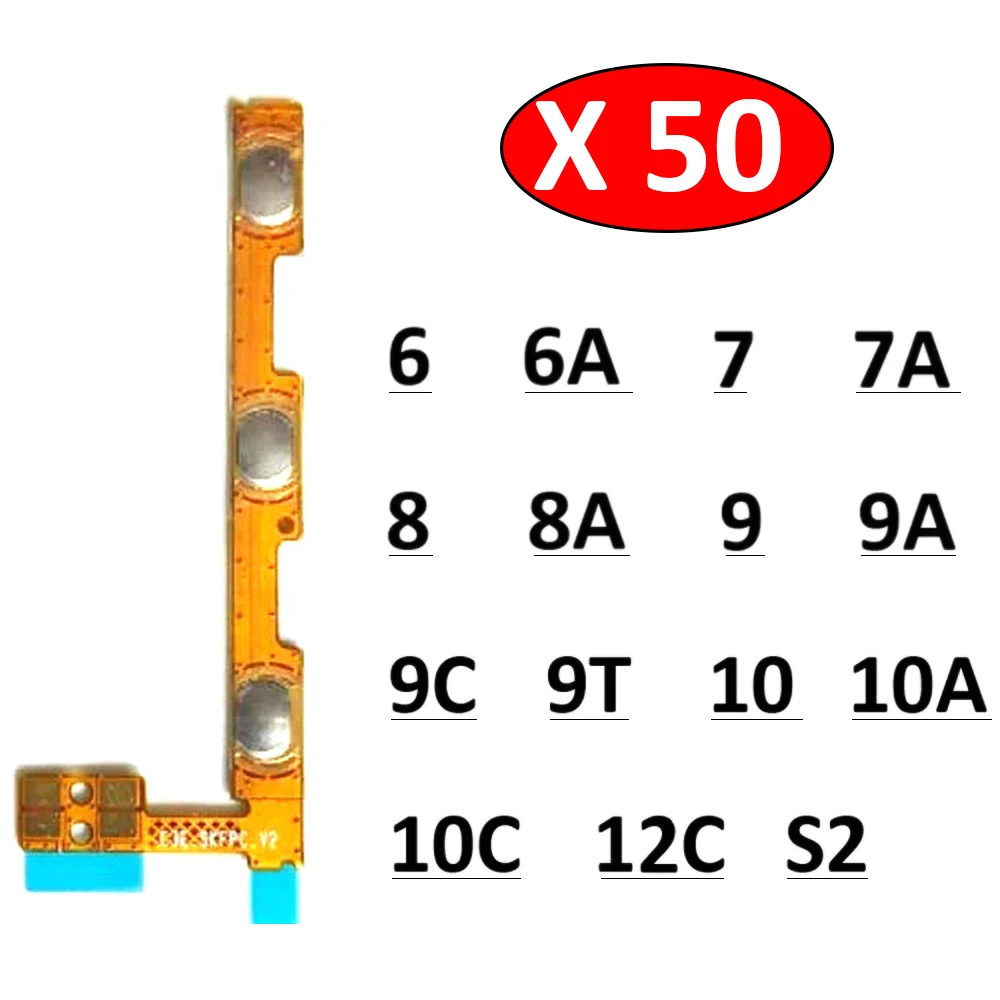 

50Pcs/Lot, Power Volume Button Key Flex Cable For Xiaomi Redmi 10 9 9A 8 8A 7 7A 6 6A 5 5A 9C 9T 10A 10C 12C