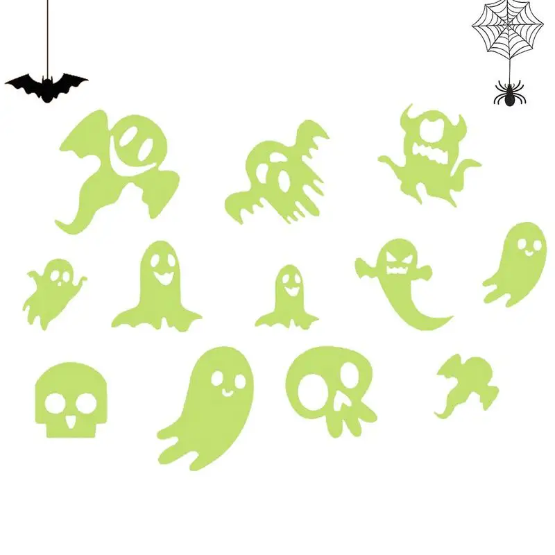 Halloween Luminous Ghost Stickers Night Glow Halloween Wall Stickers Luminous Ghost Decals For Window Home Kids Room Nursery