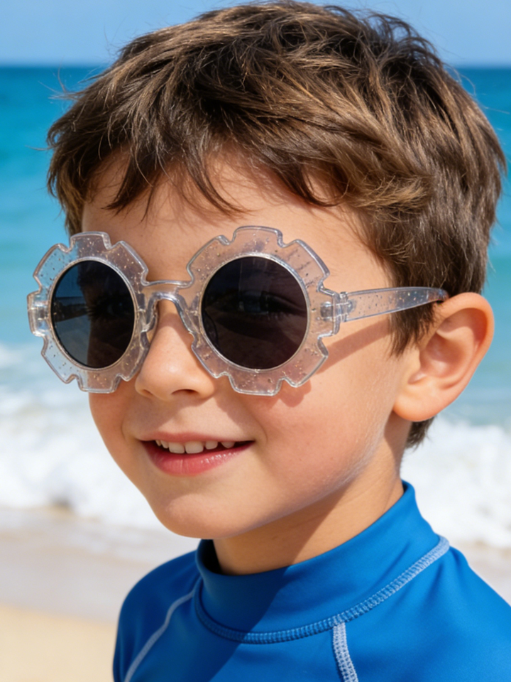 Cute Daisy Shape Kids Sunglasses Sparkly UV Blocking Stylish Eyewear Toddler Flower Sun Glasses For Little Girls KJ237