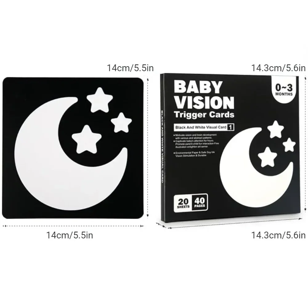 Montessori Baby Vision Stimulation Cards Black White High Contrast Card Stimulate Newborn Visual Early Educational Learning Toys 4