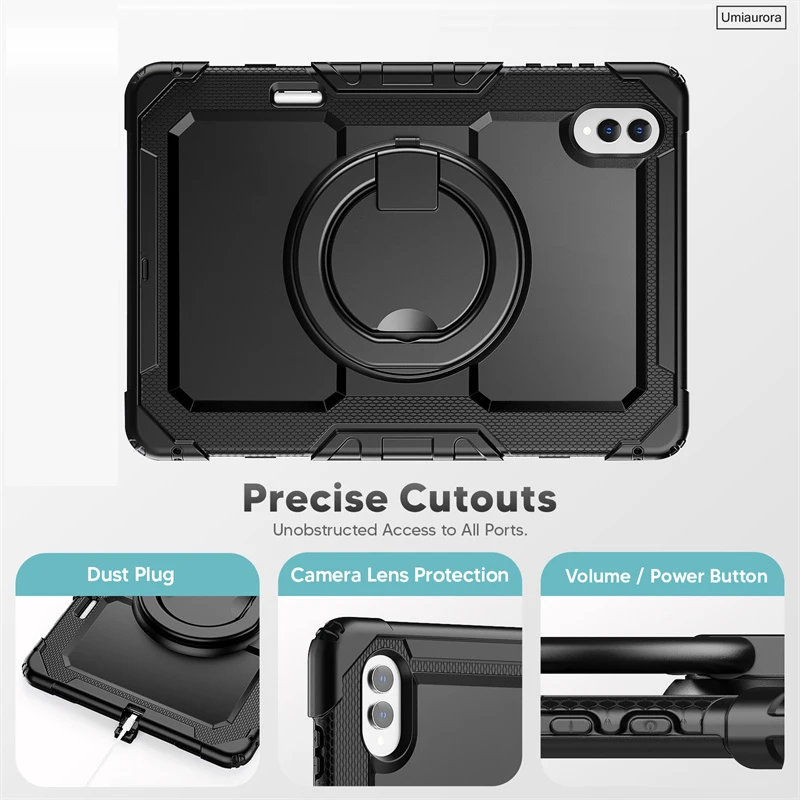 Enhanced Full Body Rugged Tablet Case with Pull Ring Stand and Shockproof Protection