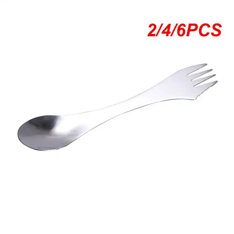 

2/4/6PCS Stainless Steel Cutlery 3 In 1 Tableware Stainless Steel New Spoon And Fork Integrated Tableware Tableware Tools