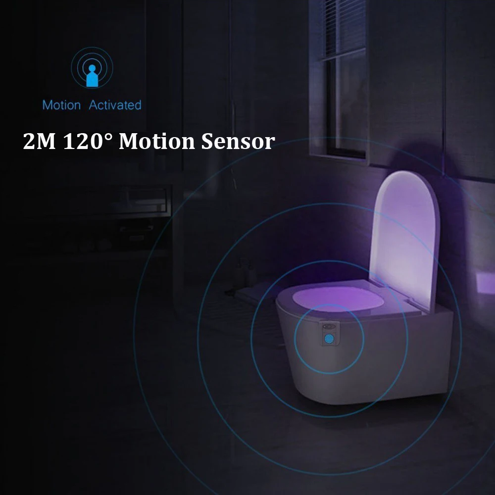 8 colors + 1 UV Toilet Night Light with UV lamp with Motion Unique