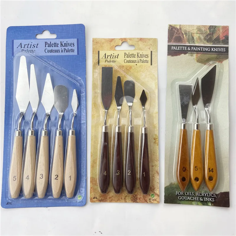 5Pcs/Set Stainless Steel Oil Painting Knives Artist Crafts Spatula Palette  Knife Oil Painting Mixing Knife Scraper Art Tools