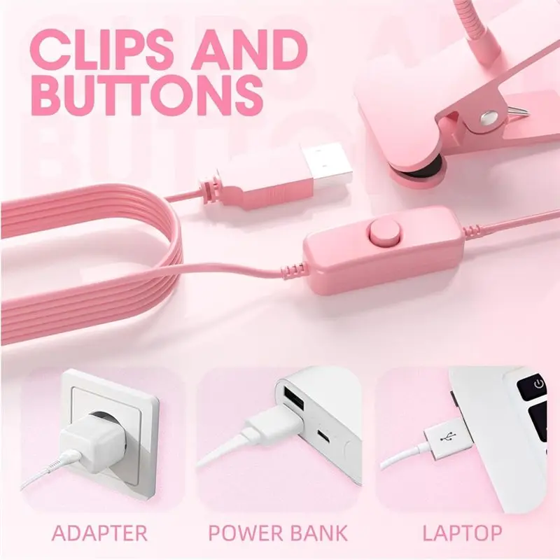 B14C 3W LED 네일 램프 UV 젤 폴리쉬 경화 램프 플렉시블 구즈넥 USB 전원 핑크 휴대용 젤 폴리쉬 경화 램프