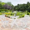3 Piece Bistro Set, Wood Folding Outdoor Furniture with Table & Chairs for Backyard & Balcony, Square, White 1