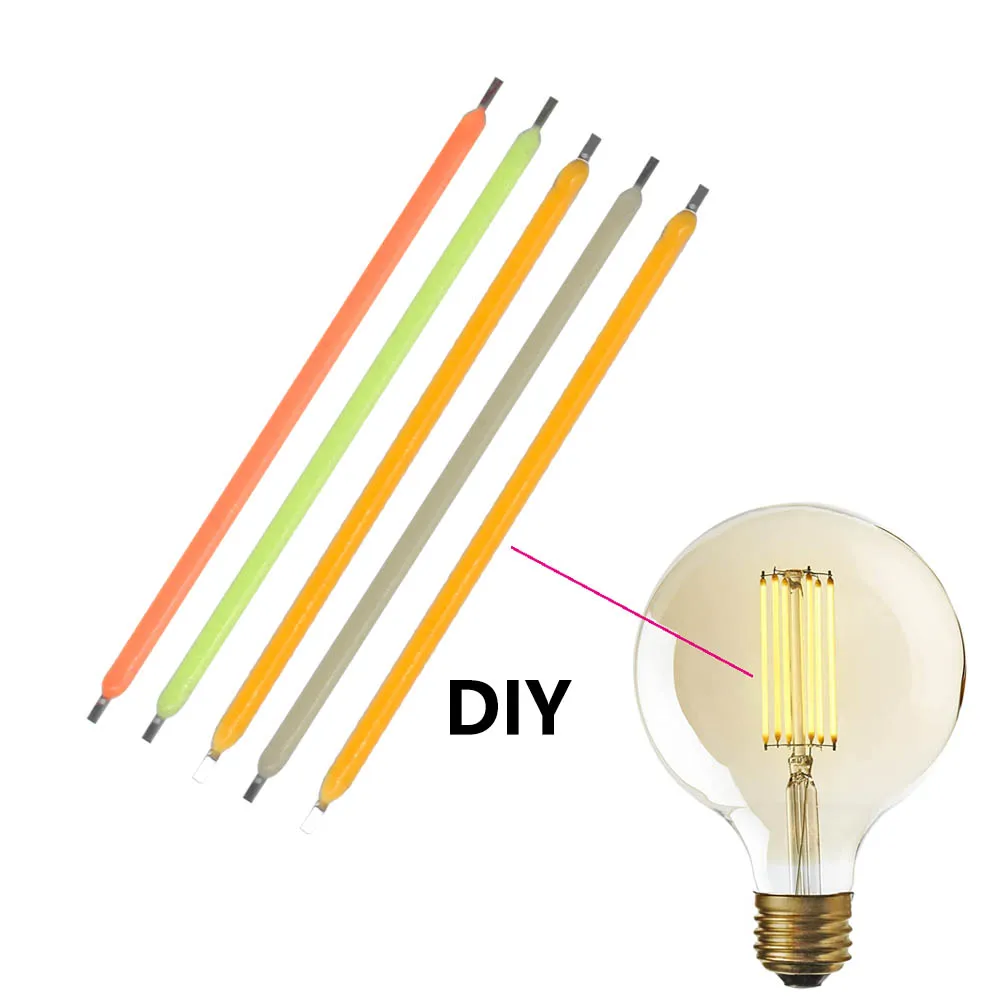 10PCS LED chip 3V 68mm Hard filament Edison Bulb Lamp Parts LED Bulb Incandescent Light Accessories Diodes Warmwhite Red green