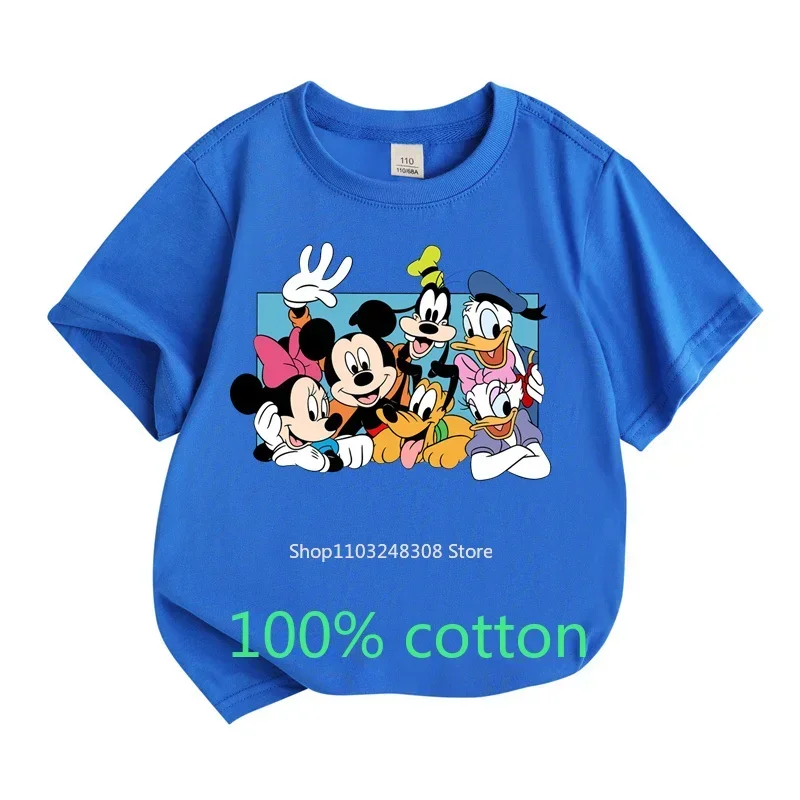 Summer Children Clothes 100%Cotton T-shirt Girls Boys Tops  Mickey Mouse Clubhouse Cartoon Toddler Round Neck Short-sleeved 4