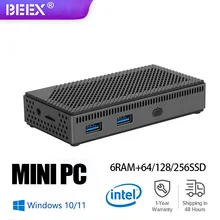 Beex mini pc intel celeron n4100 windows 11 ddr4 6gb ram 64gb 128gb 256gb ssd wifi5 bt5.0 1000m lan computador de jogos de escritório em casa
