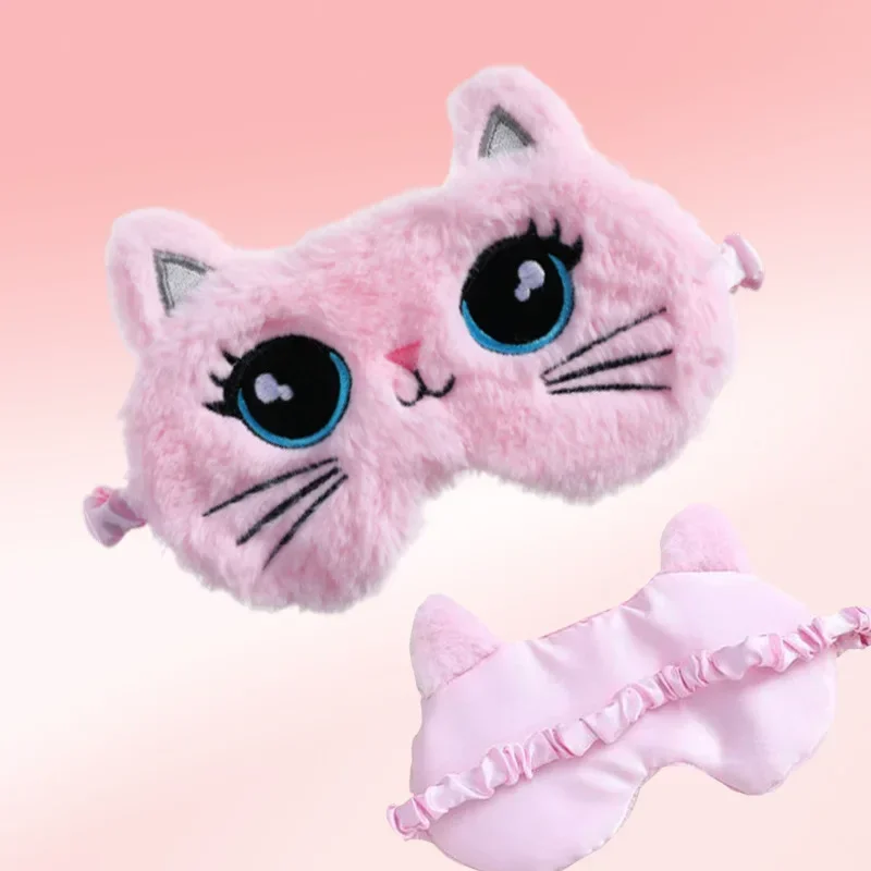 Cute Plush Sleep Mask Big Eyes Plush Eye Mask Kids Cat Cute Eye Travel Rest Sleep Aid Eye Mask 3