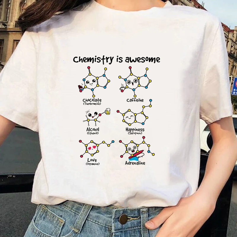

Tshirt Women Cute Chemistry Is Awesome Print Tops Novelty Funny Tee Women Harajuku Streetwear Summer XS-4XL T Shirt