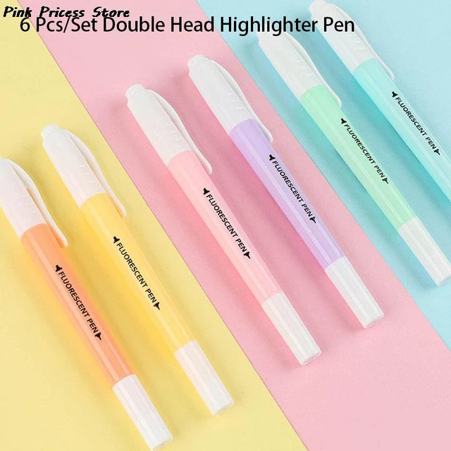 Rotuladores fluorescentes de doble color, subrayadores de dibujo, papelería  de colores Pastel, 3/6 piezas - AliExpress